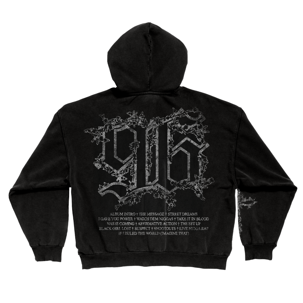 It Was Written Crackle Screenprint Zip Up Hoodie Back
